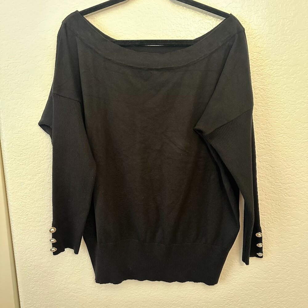 City Chic Sweater Jumper Intrigue Black with Pearl Buttons - 18/2X - Like New!